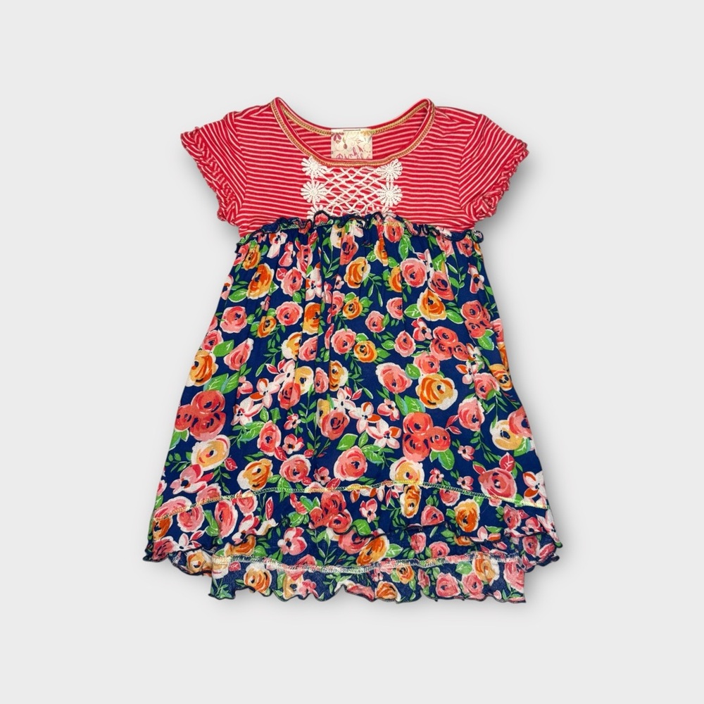 Pink Vanilla Vintage Mixed Pattern Striped Floral Dress